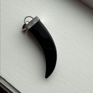 Black Onyx and 925 Sterling Silver horn pendant